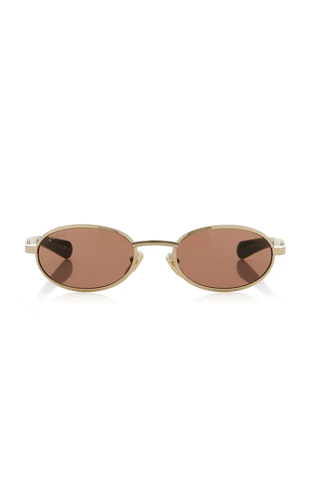 Oval-Frame Metal Sunglasses