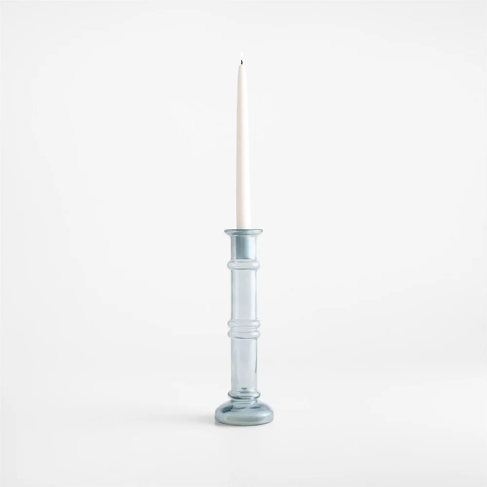 Kati Large Blue Glass Taper Candle Holder 14"