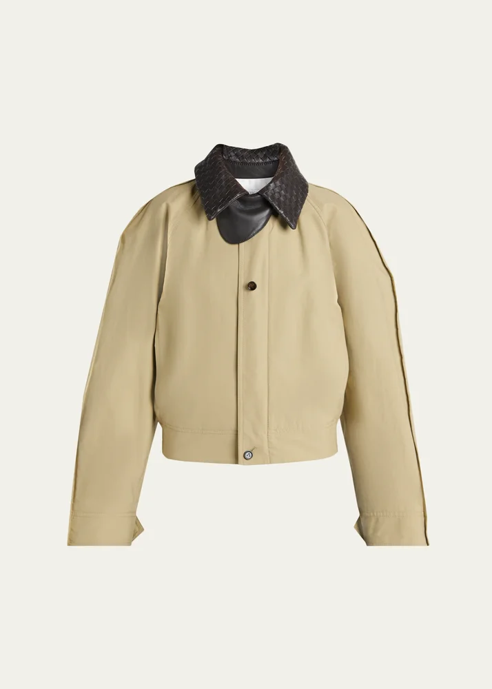 Intrecciato Collar Cotton Blouson Jacket