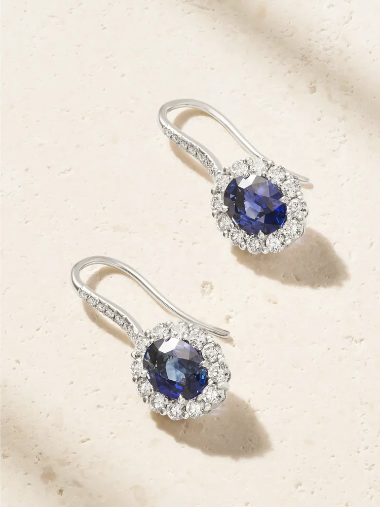1735 platinum, sapphire and diamond earrings