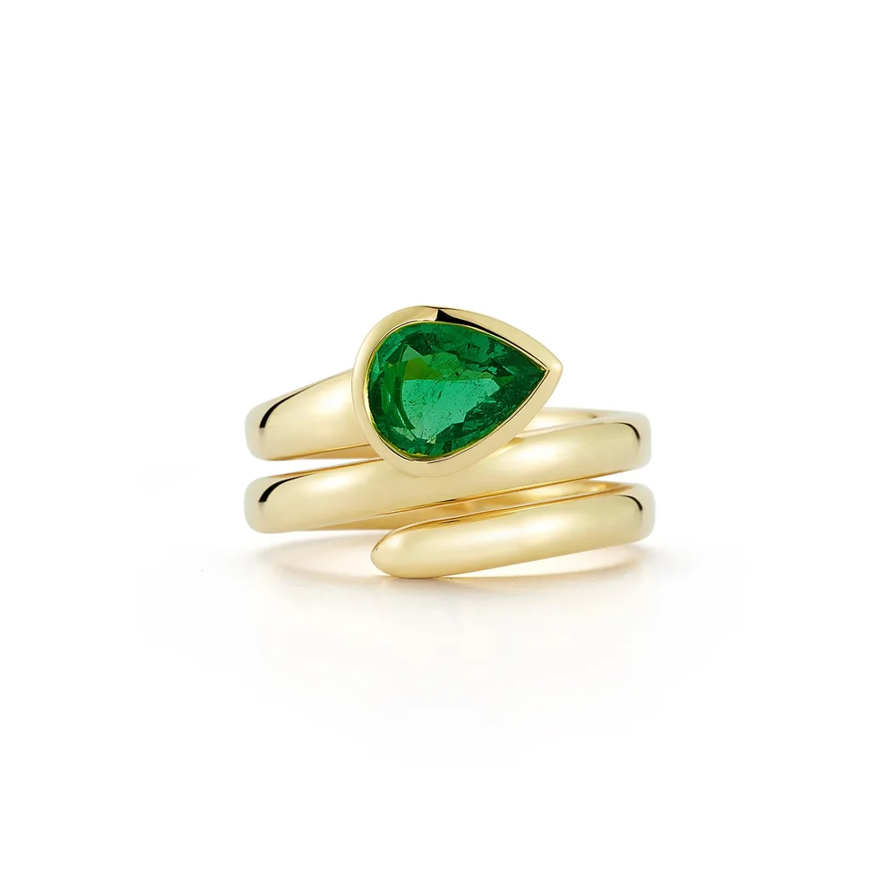 Prive Emerald Pear Coil Ring