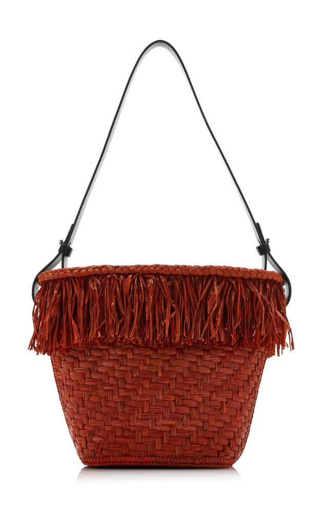 Fringed Raffia Bucket Bag