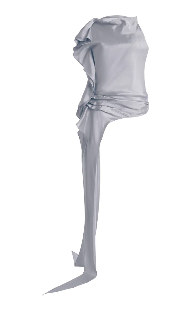 Exclusive Elif Asymmetric Draped Satin Top