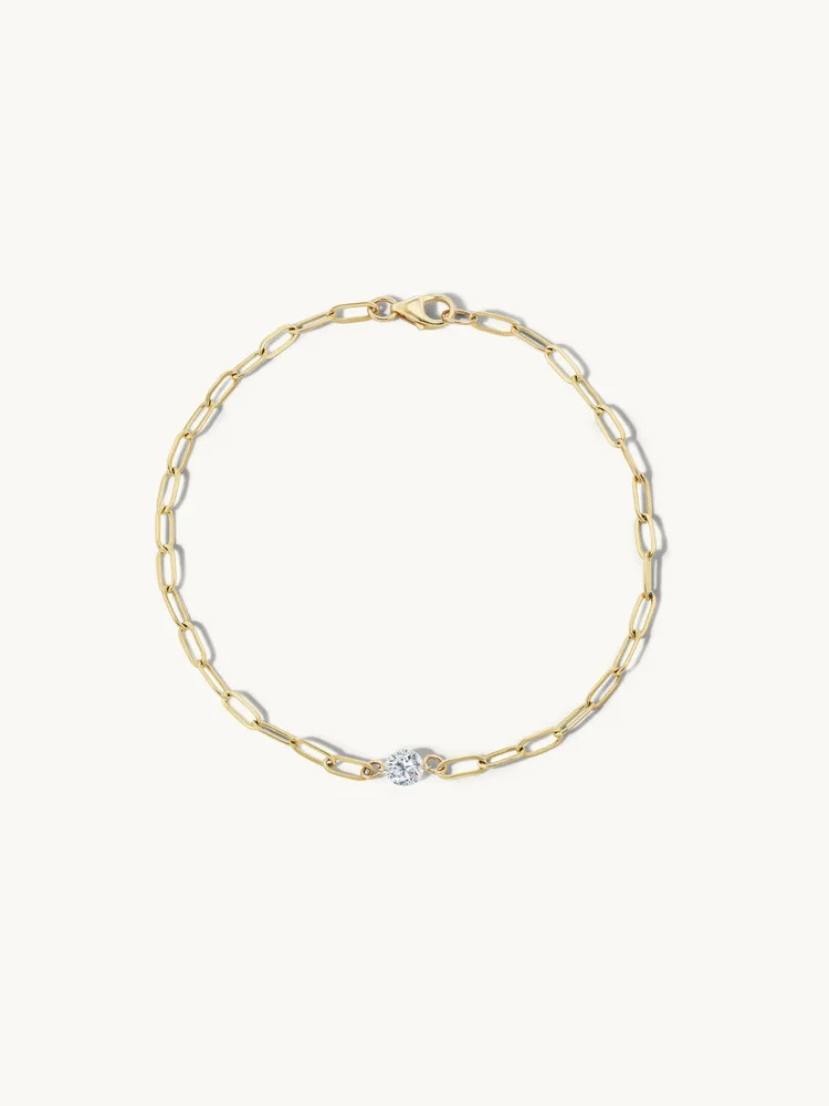 Pierced Diamond Paperclip Bracelet
