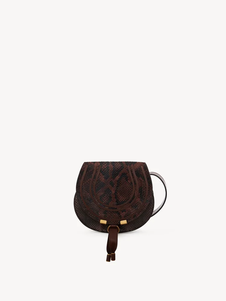 Small Marcie saddle bag in python-effect leather