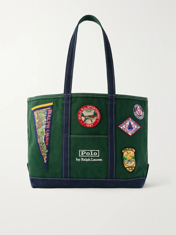 Appliquéd Logo-Embroidered Cotton-Canvas Tote Bag