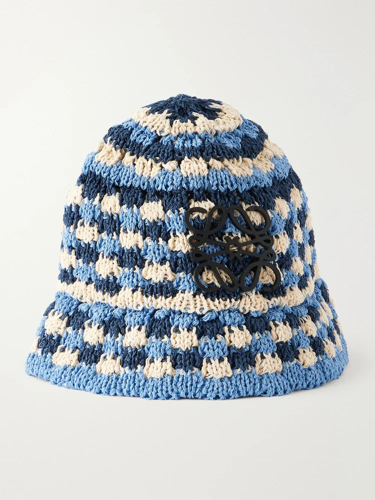 LOEWE + Paula's Ibiza Anagram Appliqued Crocheted Paper-Blend Bucket Hat