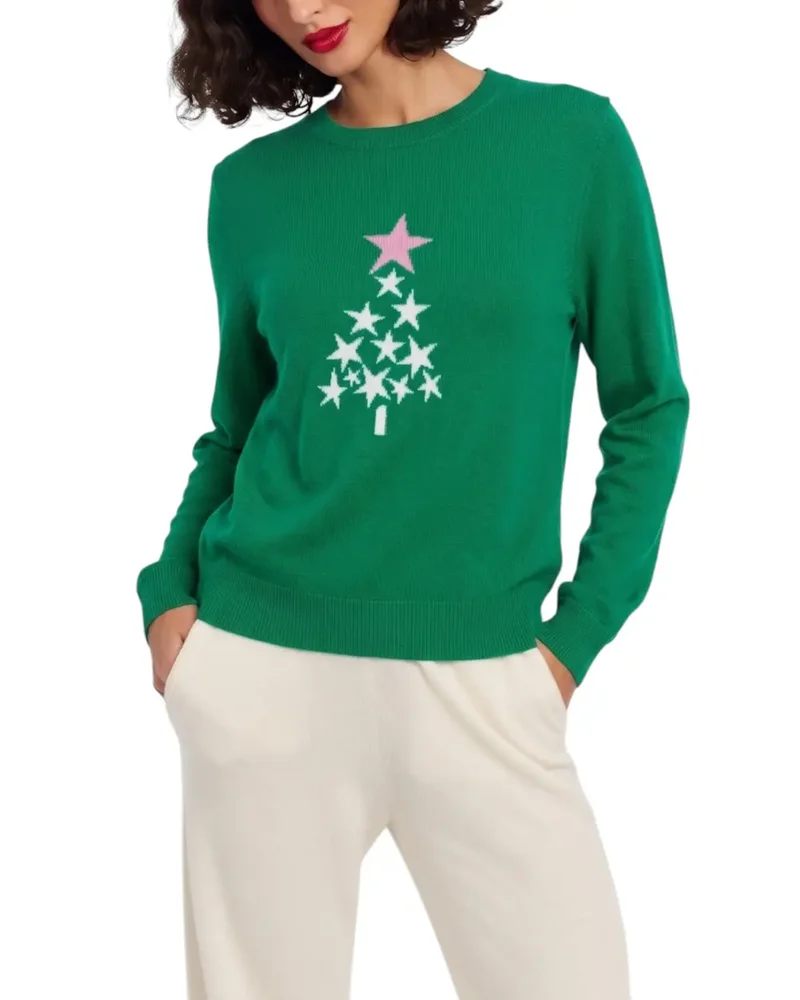 Wool-Cashmere Star Tree Sweater