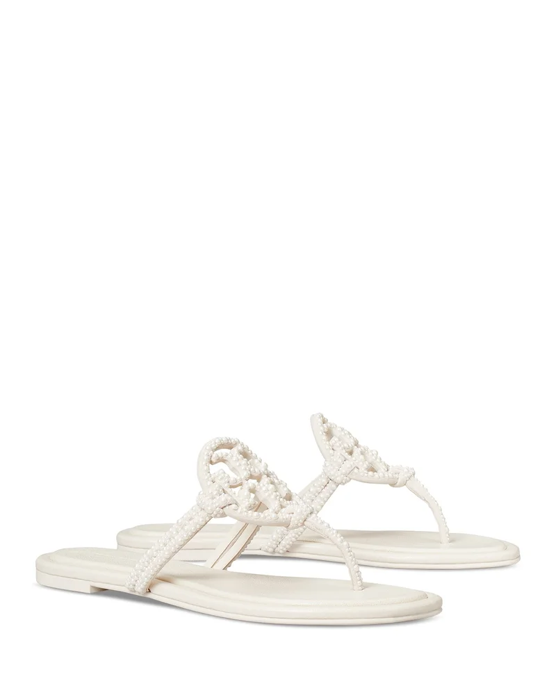 Miller Knotted Imitation Pearl & Suede Sandals