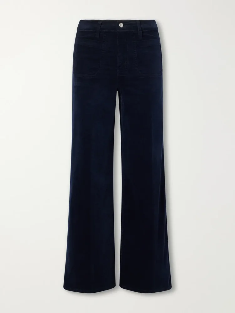 Le Slim Palazzo Shrunken Pocket Corduory high-rise wide-leg pants