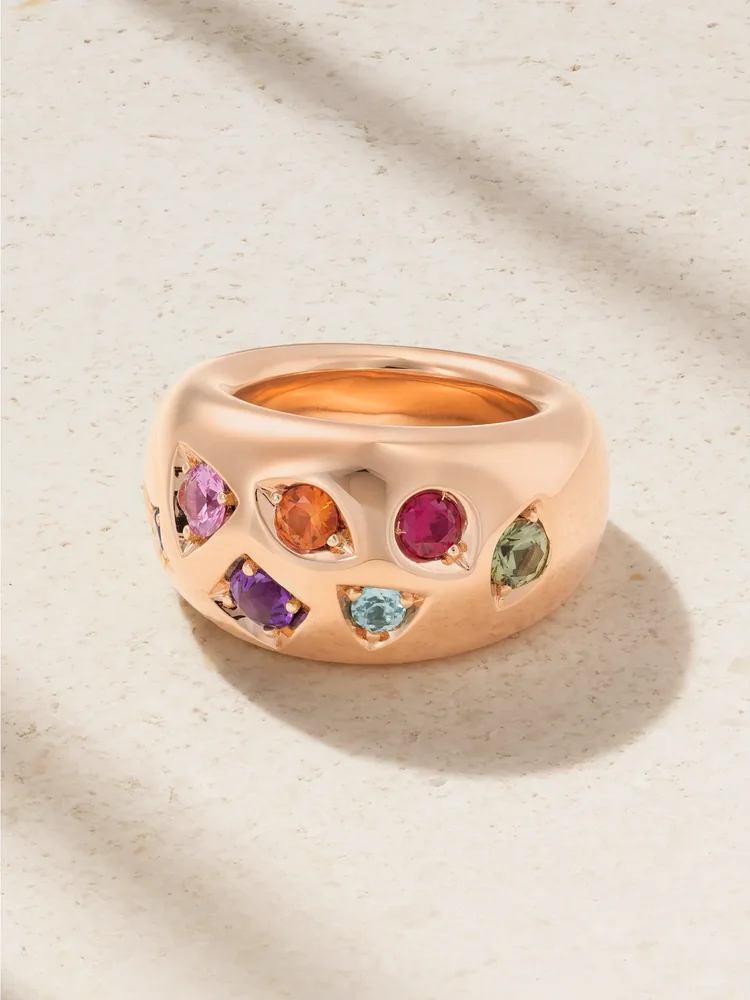 Iconica 18-karat rose multi-stone ring