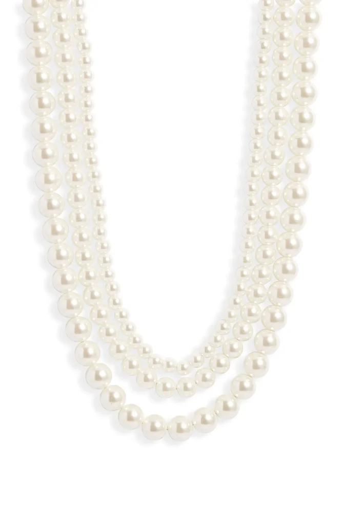 Graduated Imitation Pearl 18-Inch Collar Necklace