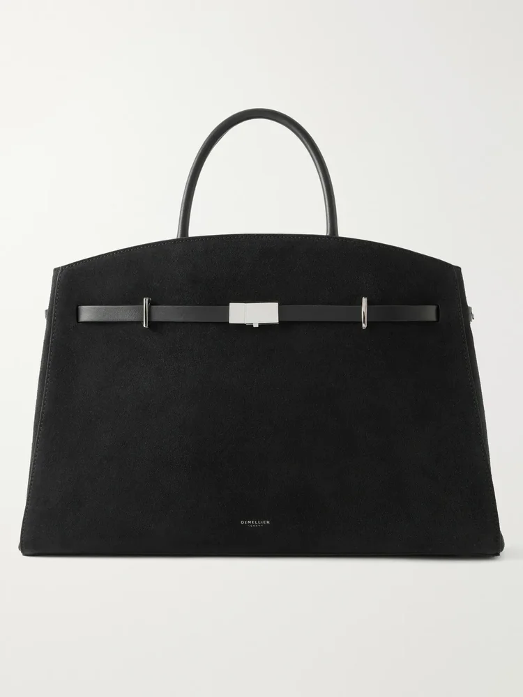 The Hudson leather-trimmed suede tote