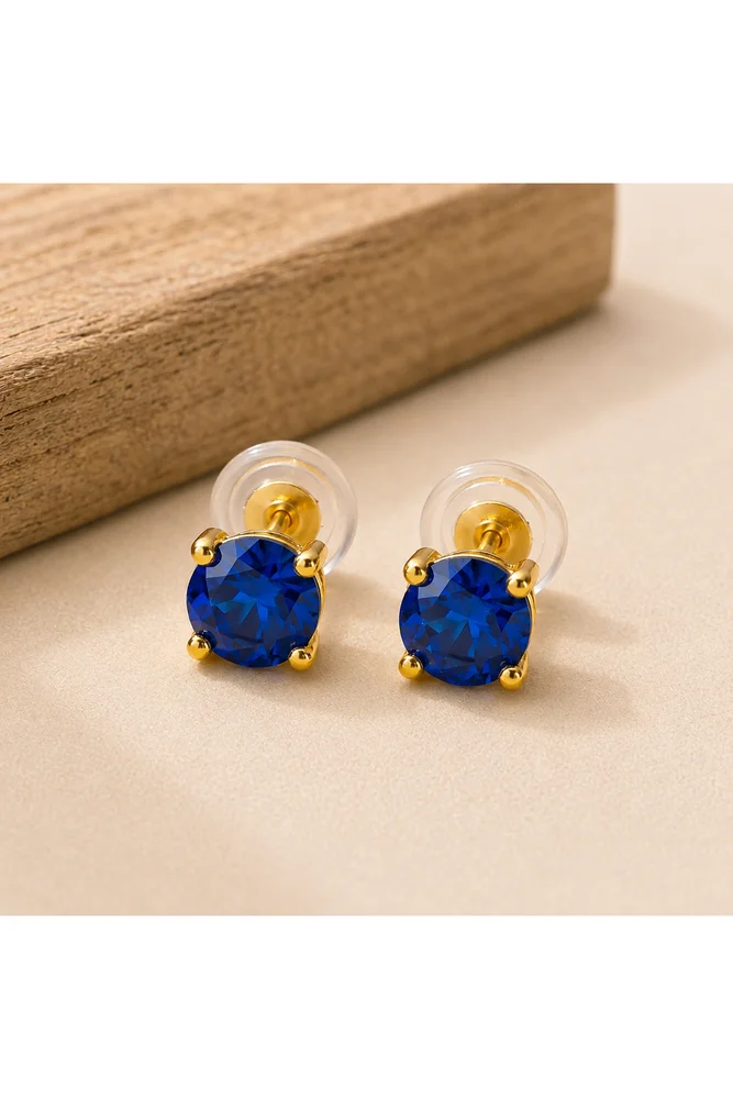 Birthday Signature Birthstone Studs in September Sapphire
