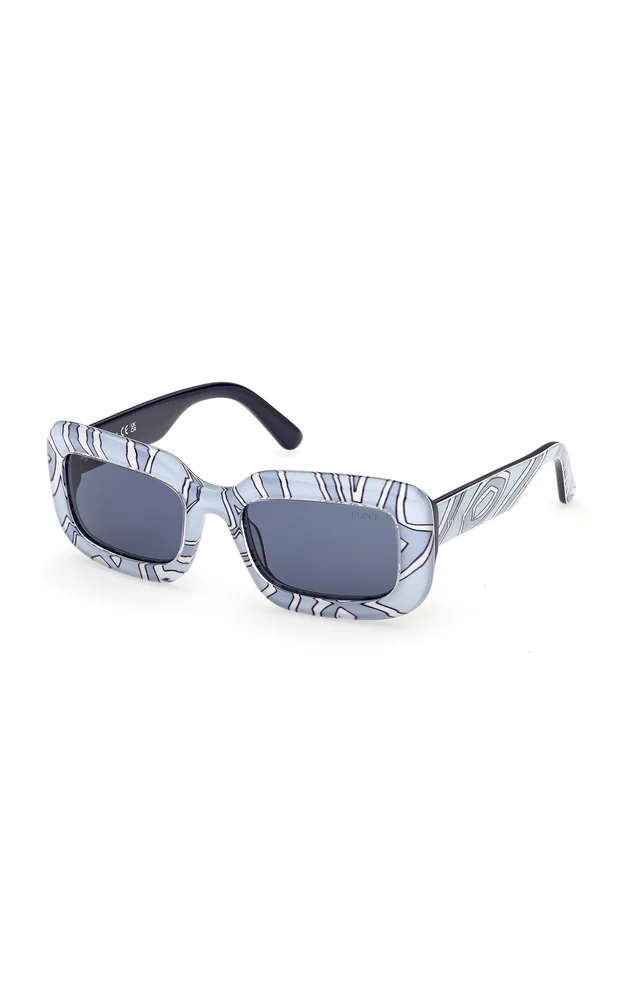 Rectangle-Frame Acetate Sunglasses