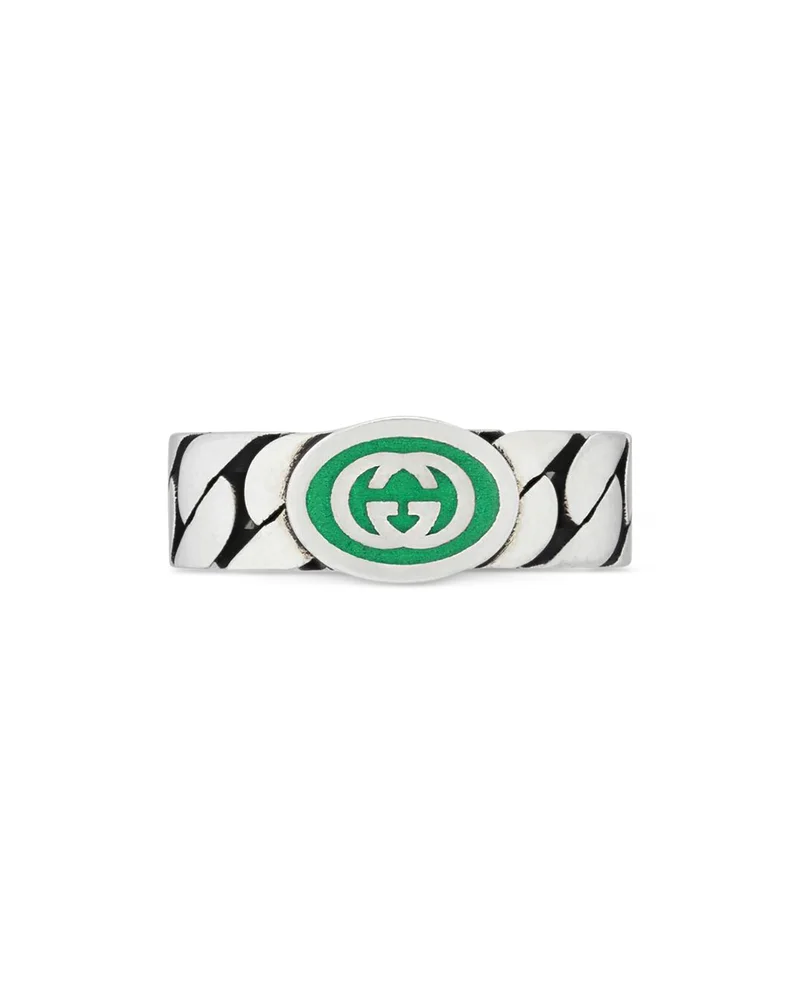 Sterling Silver Interlocking Curb Chain Ring
