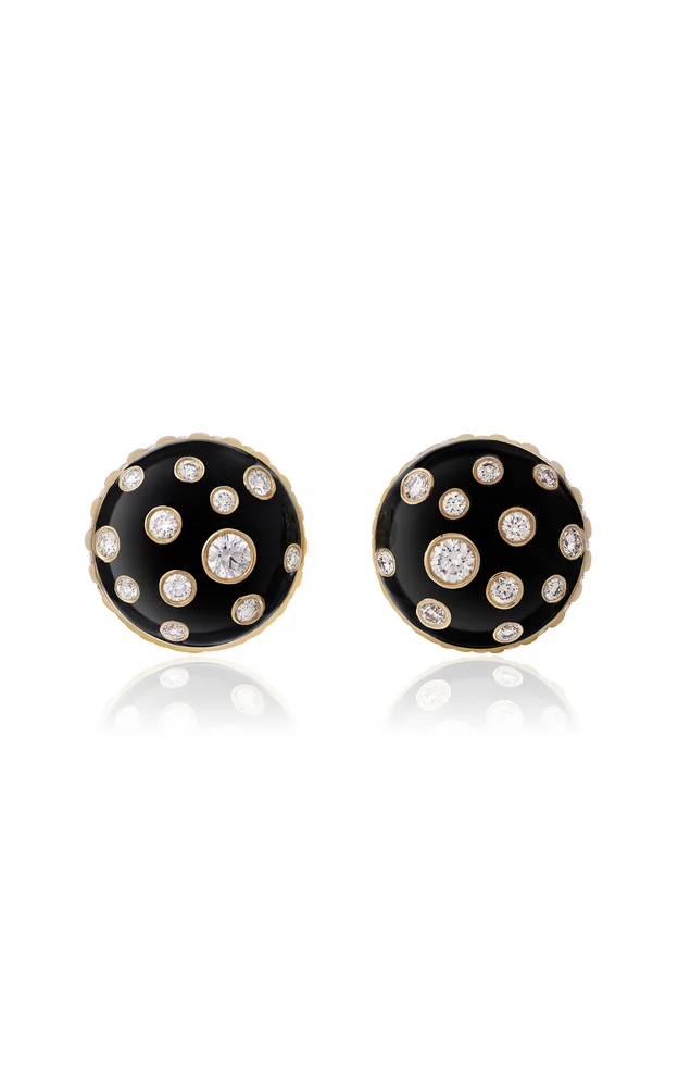 Toadstool Enamel Diamond Earrings