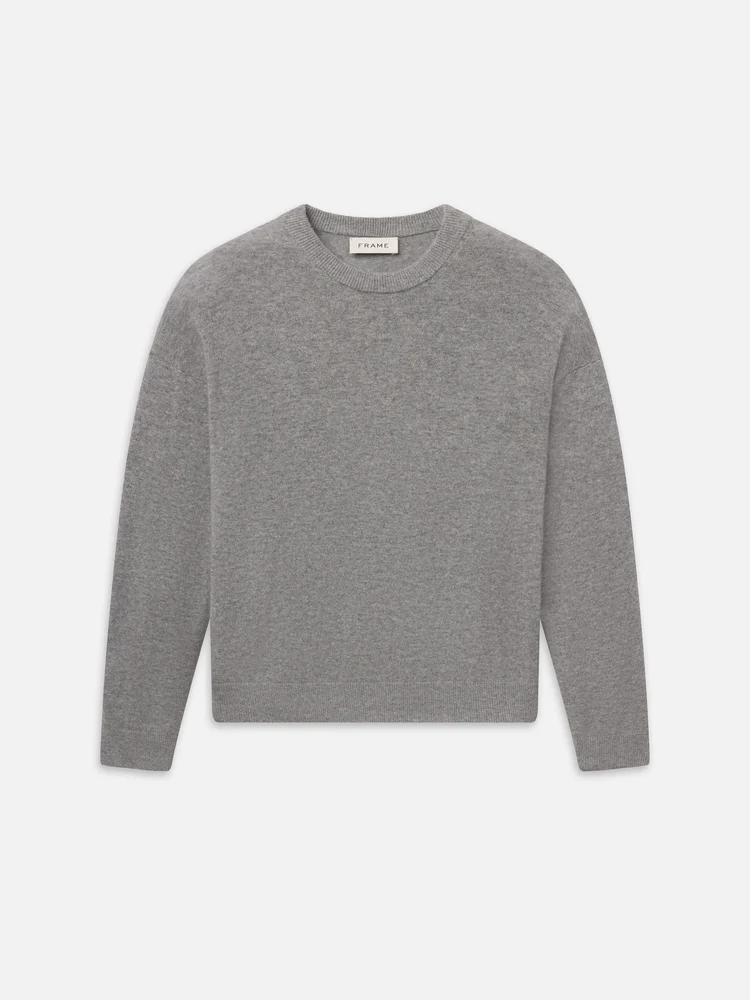Lightweight Cashmere Sweater -- Light Grey Melange