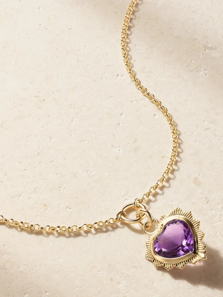True Love 18-karat gold amethyst pendant necklace