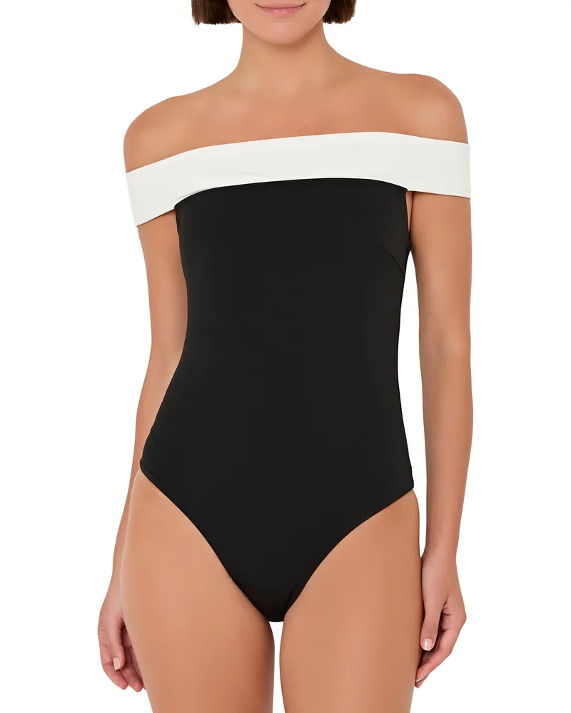 Solid Off-the-Shoulder One Piece Swimsuit