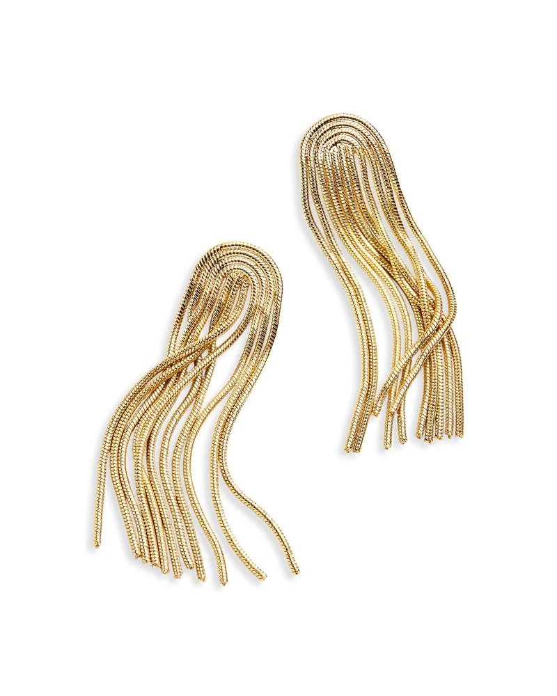 Amy Chain Fringe Drop Earrings in Gold Tone