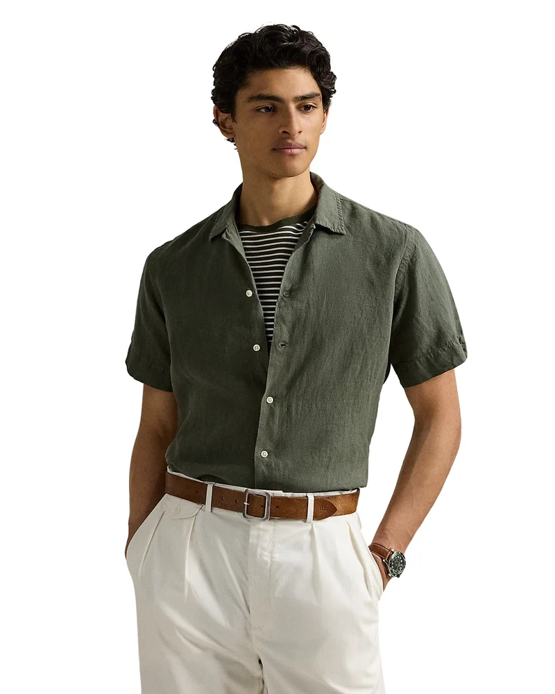 Classic Fit Short-Sleeve Linen Camp Shirt