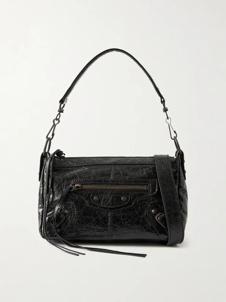 Balenciaga Le City Moto mini crinkled-leather shoulder bag