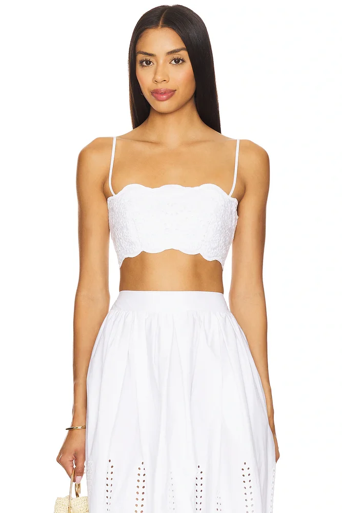 Embroidered Poplin Micro String Top