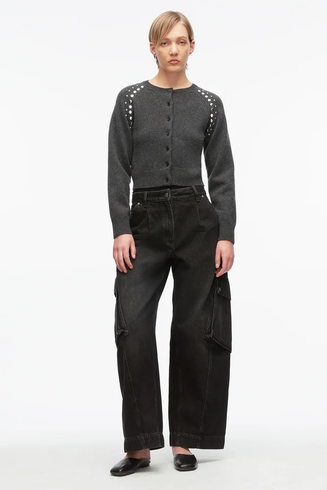 Compact Wool Studded Cardigan