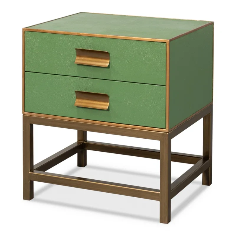 Shagreen 22'' W Solid Wood Nightstand (Green)