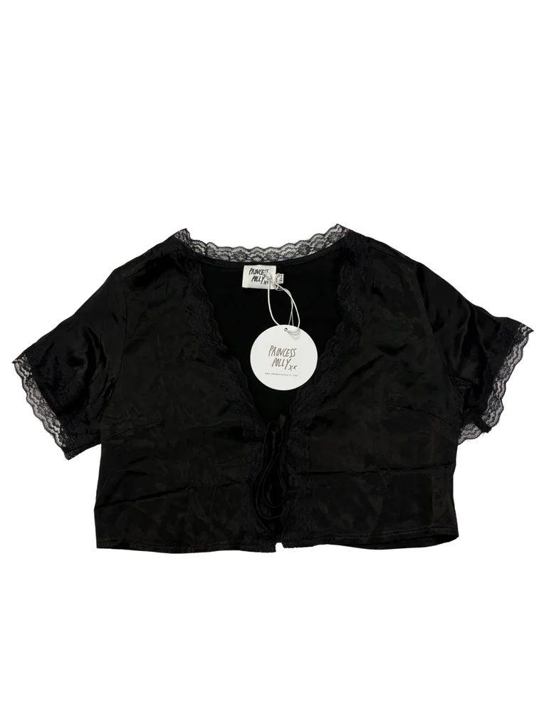 Princess Polly - Vintage Tie Up Top Black - S