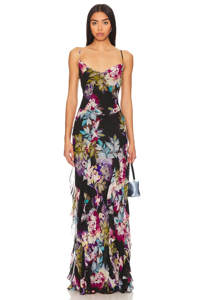 Kamila Ruffle Cowl Gown