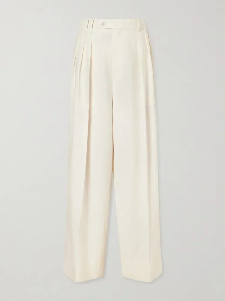 Alexandra pleated grain de poudre wool wide-leg pants