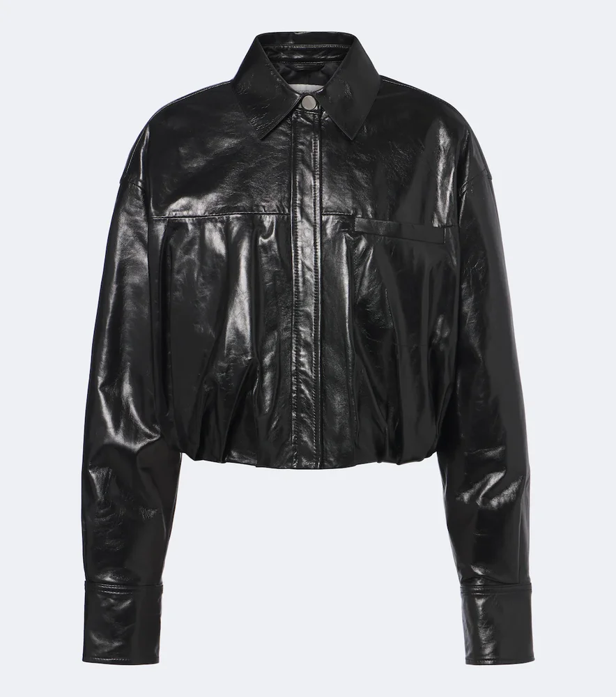 Cropped leather jacket