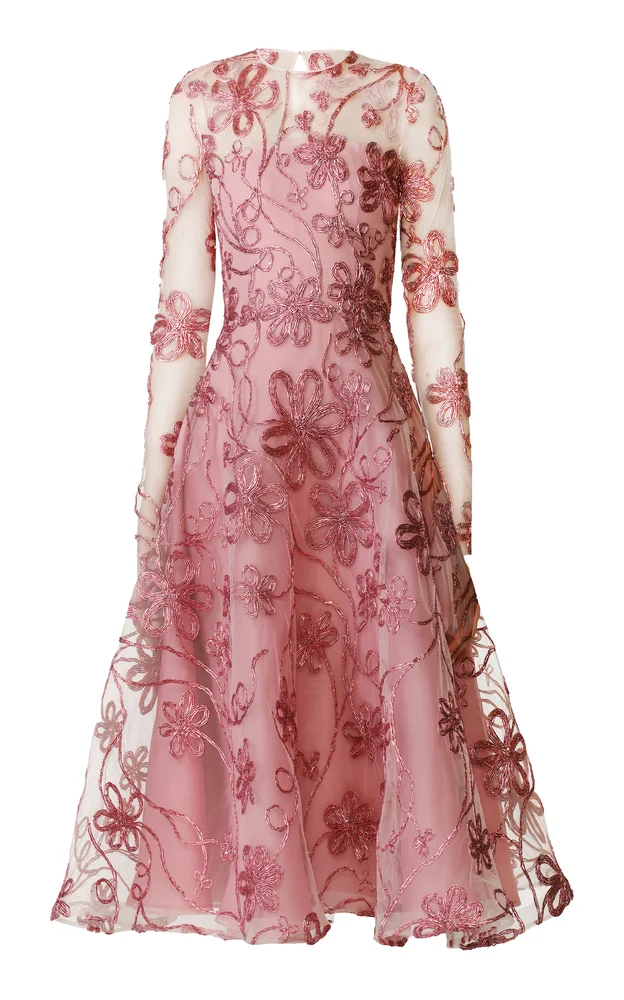 Abstract Metallic Raffia Midi Dress