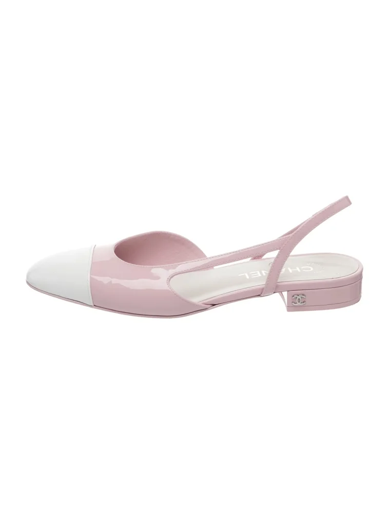 Pre-Owned Interlocking CC Logo Patent Leather Slingback Flats