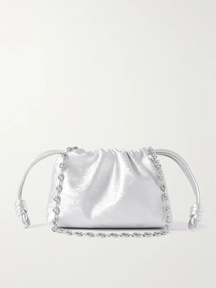 Flamenco mini metallic leather clutch