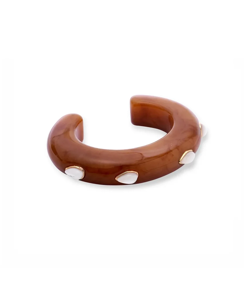 Ridge Cuff in Mocha and Pearl