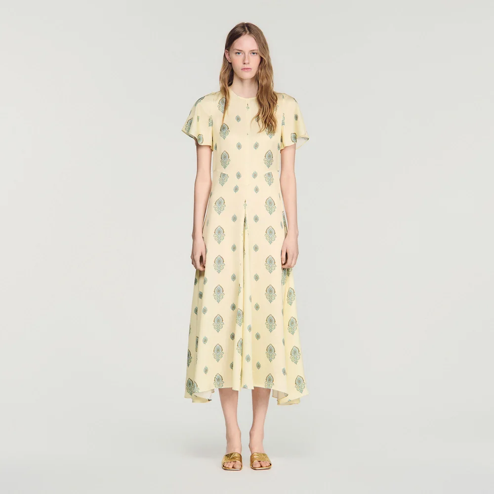 PAISLEY PRINT MIDI DRESS