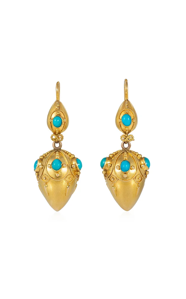 Antique Gold and Turquoise Amphorae Earrings