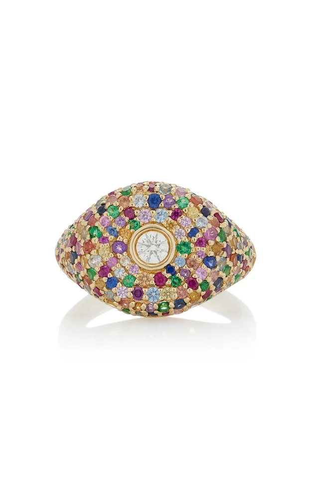 Bonbon Ring 14K Yellow Gold Diamond, Sapphire Ring