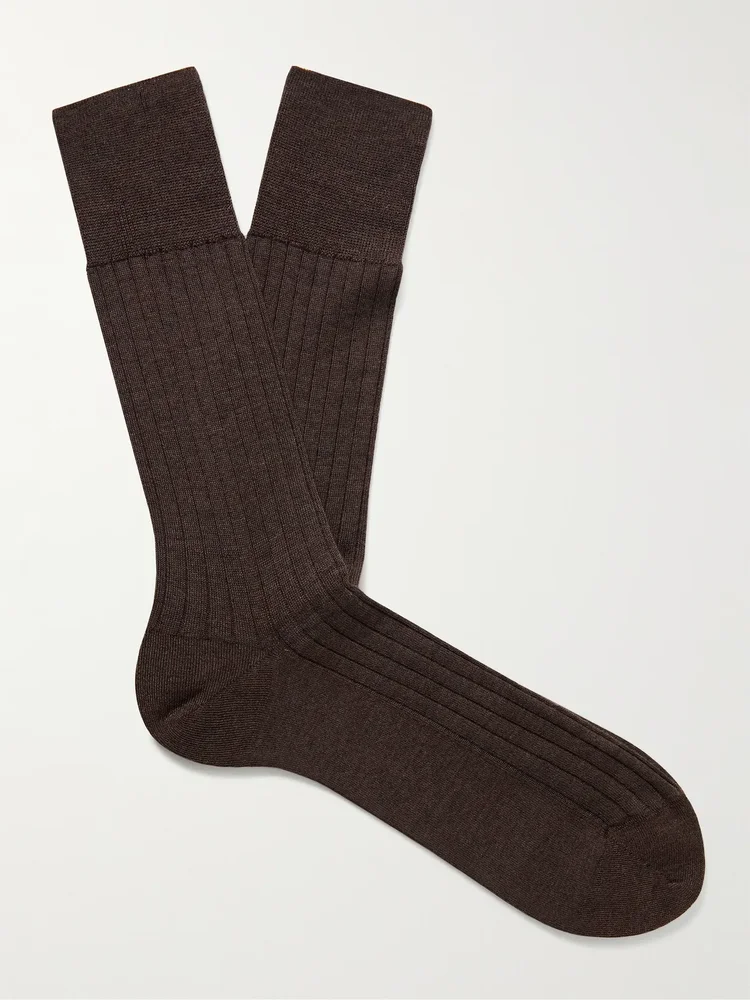 No 2 Ribbed Cashmere-Blend Socks