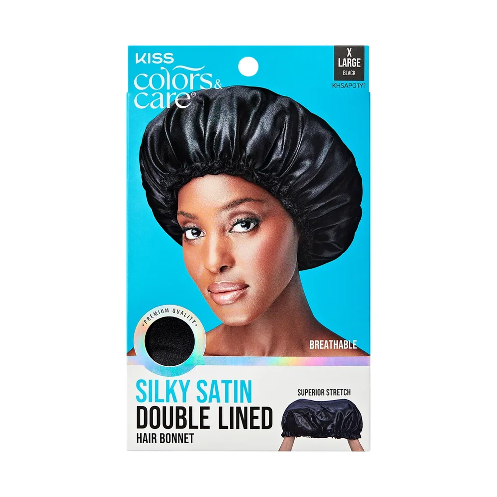 Colors & Care Silky Satin X-Large Bonnet Cap - Black