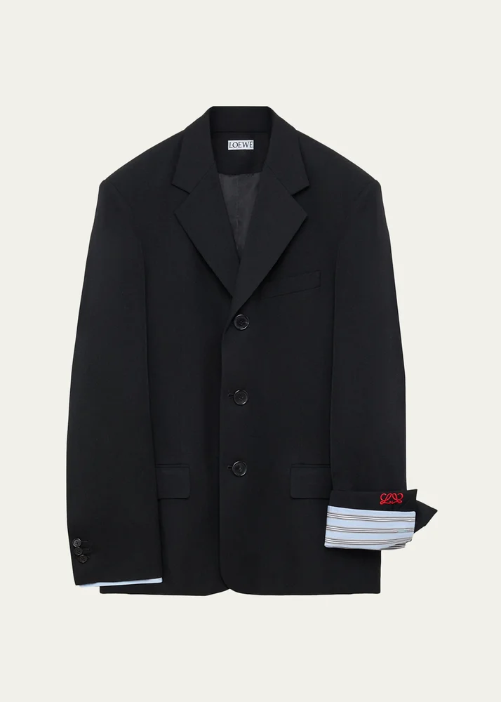 Double-Breasted Wool-Blend Blazer