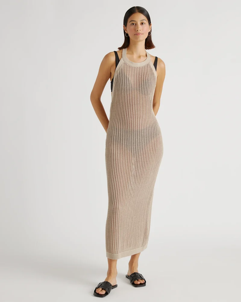 100% Organic Cotton Open-Knit Cover-Up Maxi Dress