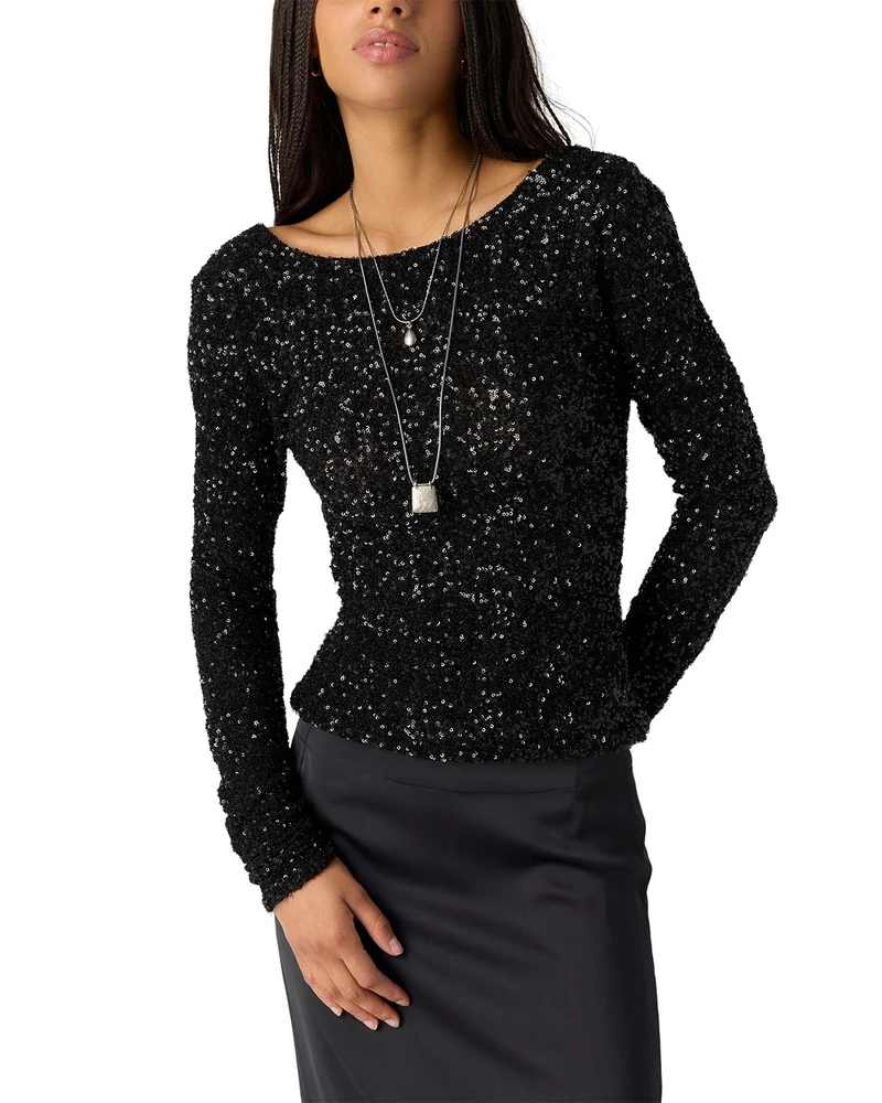 Leading The Way Draped Sequin Top