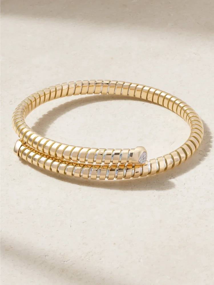 Trisolina Bypass 18-karat yellow and white gold diamond bracelet