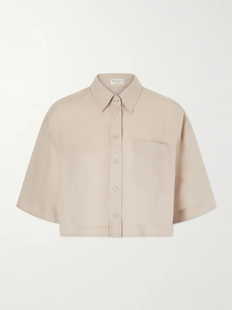 Cropped cotton shirt