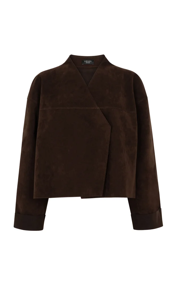 Power Shoulder Faux Suede Jacket