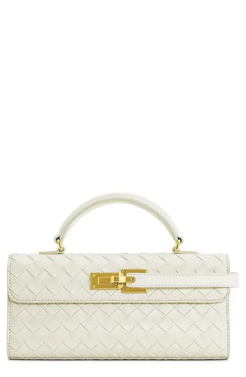 Keyla Woven Faux Leather Top Handle Bag